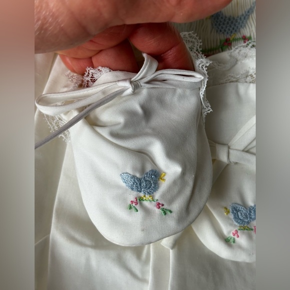 Vintage Baby Girls A Little Angel Blue Floral Collared Smocked Dress Size 6-9mo - Picture 9 of 13